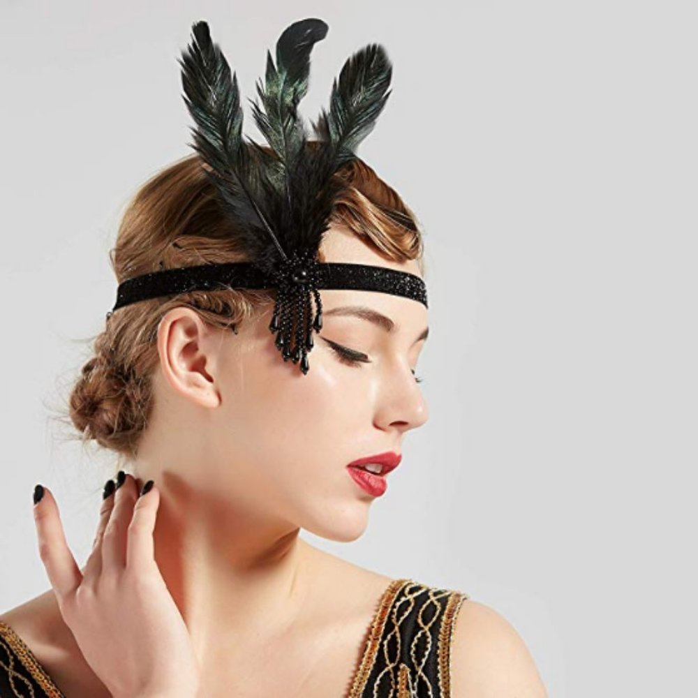 ✖️NWT 1920s Flapper Headpiece Peacock Feather